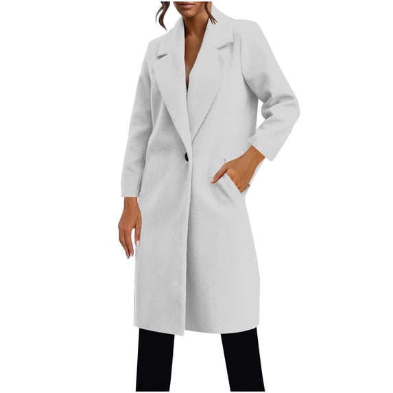 Gytharion Women’s Wool Coats Solid Color Long Sleeve Long Jackets Loose Fit Mid Length Winter Overcoats for Fall and Winter