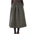 thumbnail image 1 of Gytharion Women's Wool Midi Skirts Fashion Plaid Print Elastic High Waist Skirt Fall Flowy A-Line Swing Long Skirts with Pockets, 1 of 7