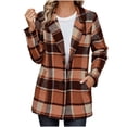 thumbnail image 1 of Gytharion Women's Woolen Trench Coat Loose Comfy Long Sleeve Notch Lapel Coat Single Breasted Business Casual Jacket Fashion Plaid Print Wool Blend Winter Warm Outerwear with Pockets, 1 of 6