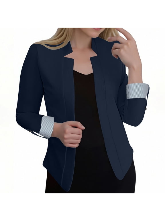 Womens Blazer Jackets Fashion Solid Casual Long Sleeve Open Front Work Office Dressy Coats Lightweight Slim Fit Business Blazer Cardigan Jackets for Women