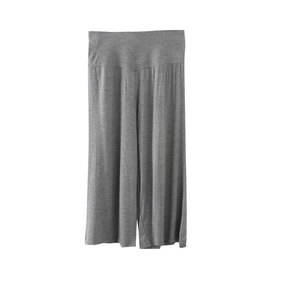 Gytharion Womens Capri Pajama Pants Soft Comfy Modal Pjs Bottoms Solid Casual Elastic High Waist Cropped Sleep Pant Lightweight Loose Wide Leg Lounge Capris for Women