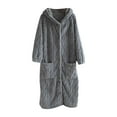 thumbnail image 1 of Gytharion Womens Flannel Nightgowns Plush Warm Mid-Length Winter Sleepwear Soft Cozy Button Down Fuzzy Fleece Sleepdress Cute Solid Long Sleeve Hooded Nightdress with Pockets, 1 of 8