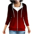 thumbnail image 1 of Gytharion Womens Full Zip Hooded Sweatshirts Fashionable Gradient Printed Casual Long Sleeve Hoodies Fall Winter Relaxed Fit Comfy Fleece Warm Sweatshirts for Women, 1 of 6