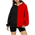 thumbnail image 1 of Gytharion Womens Hooded Sweatshirts with Pocket Fashion Casual Color Blocking Pullover Hoodie Fall Loose Comfy Long Sleeve Blouses for Women, 1 of 4
