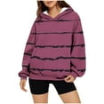 thumbnail image 1 of Gytharion Womens Hooded Sweatshirts with Pocket Fashion Casual Stripe Printed Pullover Hoodie Fall Loose Comfy Long Sleeve Blouses for Women, 1 of 4