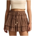 thumbnail image 1 of Gytharion Womens Mini Skirt Built-in Shorts Cute Solid Pleated Tiered Ruffle Short Skirt Summer Flowy Drawstring Elastic High Waist Tennis Golf Skort, 1 of 8