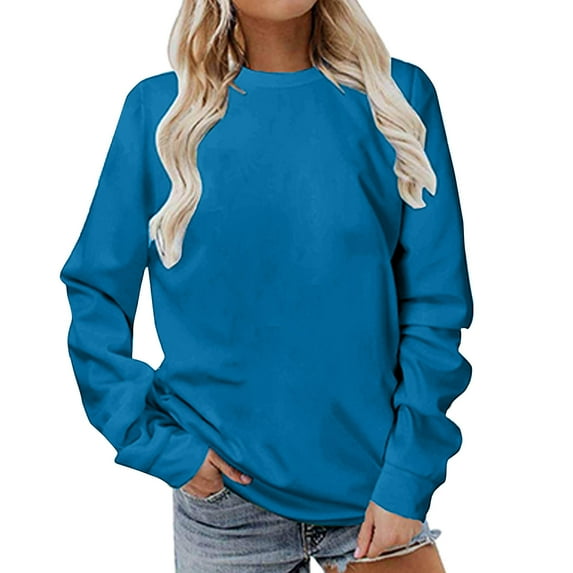Gytharion Womens Oversized Sweatshirts Fashion Solid Color Casual Long Sleeve Pullover Shirt Loose Comfy Crew Neck Tunic Tops for Women