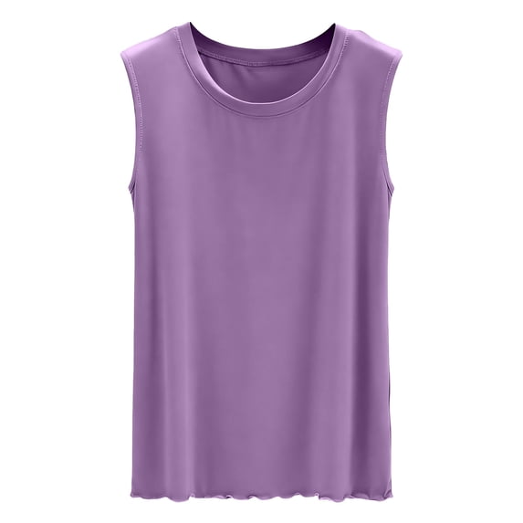 Gytharion Womens Pajama Tank Tops Solid Casual Crew Neck Pj Tanks Stretch Loose Sleeveless Sleepwear Shirt Summer Soft Comfy Lounge Tops for Women
