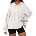 thumbnail image 1 of Gytharion Womens Solid Hooded Sweatshirts Fashion Casual Pleated Ruffled Hem Hoodies Fall Loose Comfy Long Sleeve Pullover Tops for Women, 1 of 6