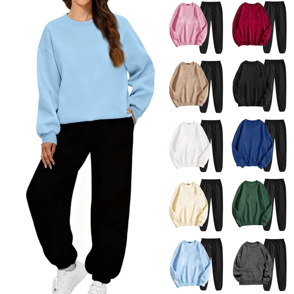 Gytharion Womens Sweatsuit Sets 2 Piece Fall Outfits Long Sleeve Crewneck Sweatshirt and Jogger Pants Lounge Sets Loose Comfy Track Suits with Pockets