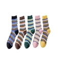thumbnail image 1 of Gytharion Wool Socks for Women 5 Pairs Vintage Style Thick Knit Thermal Boot Socks Fall Winter Soft Cozy Crew Socks Cute Color Block Warm Cabin Socks, 1 of 3