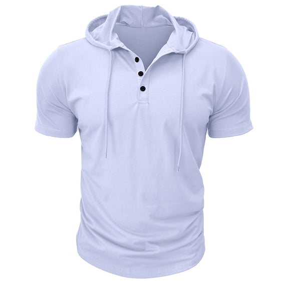 Gytharion Workout Tops Men Short Sleeve Hooded T-Shirts Drawstring Lightweight Pullover Summer Athletic Hoodies