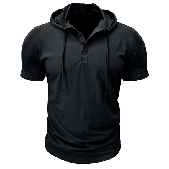 Gytharion Workout Tops Men Short Sleeve Hooded T-Shirts Drawstring Lightweight Pullover Summer Athletic Hoodies