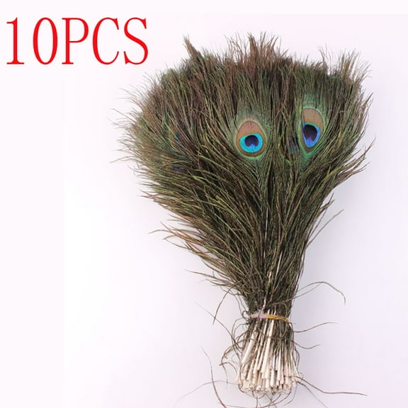 Gytml 10Pcs Natural Peacock Feathers Decorative Feathers For Vase, Home Decor, Wedding, Party, Diy Crafts, Floral Arrangements(Army Green-12 Inch)