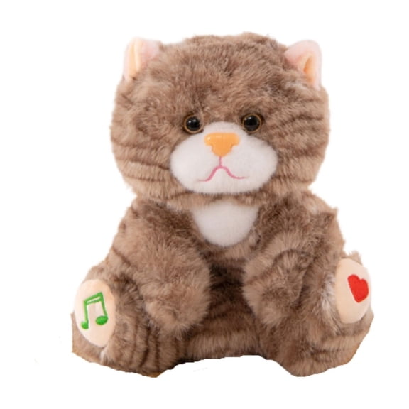 Gytml 11" Brown Cat Stuffed Animal Plush Toy, Valentine'S Day Soft Plush Toy Pillows, Electric Interactive Stuffed Bunny Plush Gift Toys For Boys And Girls Sleep Companionship Brown-30cm