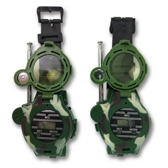 Gytml 2 Pack Walkie Talkie Watch Set 7-In-1 Long Range Multi-Function Two-Way Toy With Compass Flashlight Magnifier Outdoor Adventure Gear Camping Hiking Role Play(As Shown-2PCS)