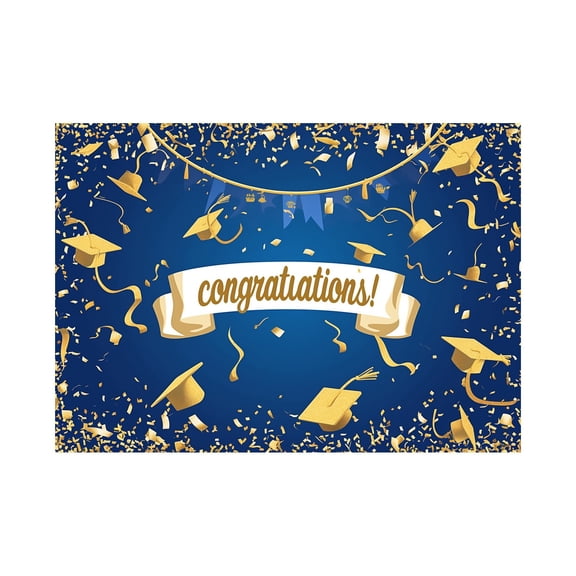 Gytml 2026 Graduation Backdrop Banner 188.98X82.68 Inch, Blue Gold Congratulations Grad Photo Booth Backdrop, Reusable -Resistant Grad Party Decor C-480x210cm
