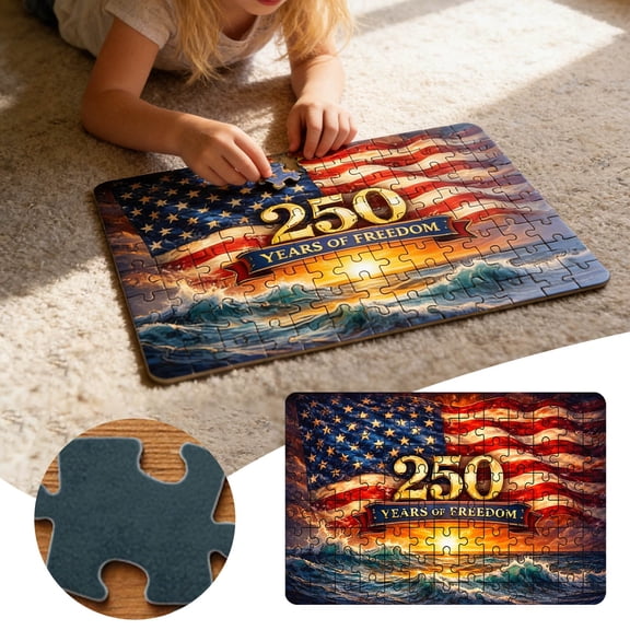 Gytml 250Th Anniversary American Flag Puzzle, 130 Pieces Patriotic Jigsaw Puzzle, Independence Day Keepsake Puzzle For Family Gatherings & Holiday Events(Red1-30X21Cm)