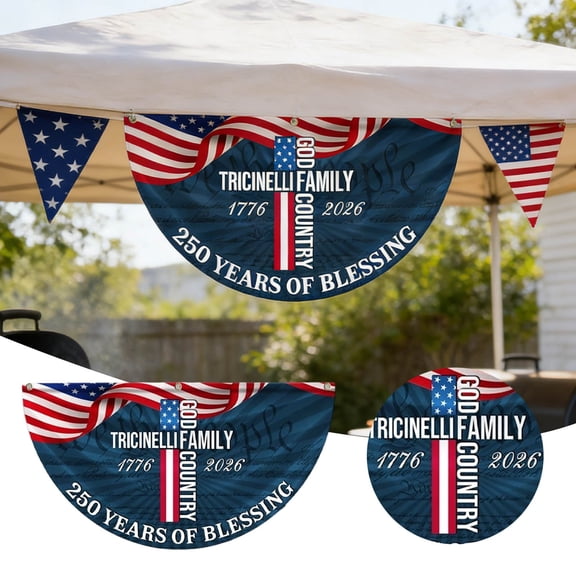 Gytml 250Th Anniversary Half Fan Flag, 1776-2026 Fan Flags, Anniversary Flag For Wall, Front Door, Porch, Fence, Outdoor Decorations Blue2-90x180cm