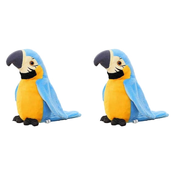 Gytml 2PCS Talking Repeat Parrot Plush Toy, 8.66 Inch Realistic Stuffed Animal With Flapping Wings, Interactive Recording Singing Parrot Plush For Educational Play Home Bedroom Decor Gift(Blue-2PCS)