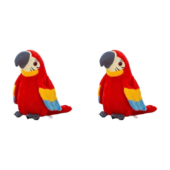 Gytml 2PCS Talking Repeat Parrot Plush Toy, 8.66 Inch Realistic Stuffed Animal With Flapping Wings, Interactive Recording Singing Parrot Plush For Educational Play Home Bedroom Decor Gift(Red-2PCS)