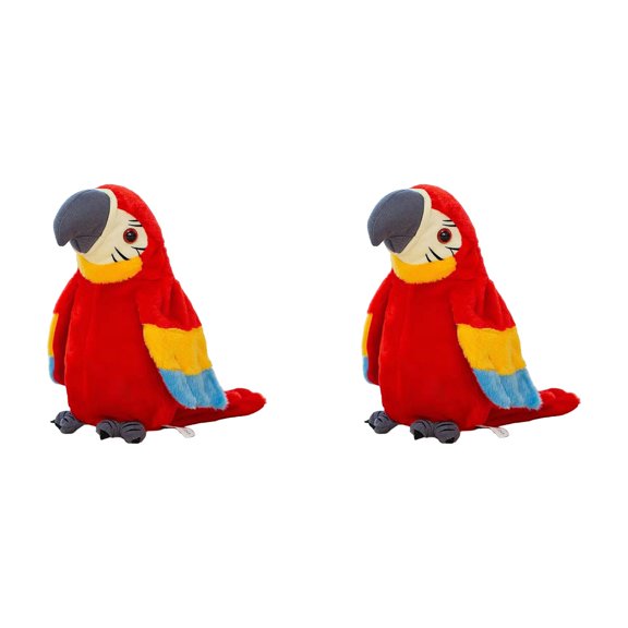 Gytml 2PCS Talking Repeat Parrot Plush Toy, 8.66 Inch Realistic Stuffed Animal With Flapping Wings, Interactive Recording Singing Parrot Plush For Educational Play Home Bedroom Decor Gift(Red-2PCS)