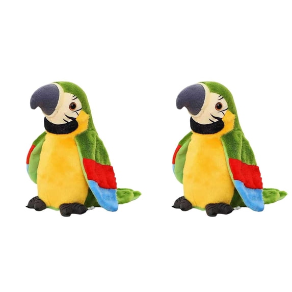 Gytml 2PCS Talking Repeat Parrot Plush Toy, 8.66 In Realistic Stuffed Animal With Flapping Wings, Interactive Recording Singing Parrot Plush For Educational Play Home Bedroom Decor Gift(Yellow-2PCS)