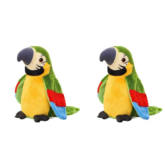 Gytml 2PCS Talking Repeat Parrot Plush Toy, 8.66 In Realistic Stuffed Animal With Flapping Wings, Interactive Recording Singing Parrot Plush For Educational Play Home Bedroom Decor Gift(Yellow-2PCS)
