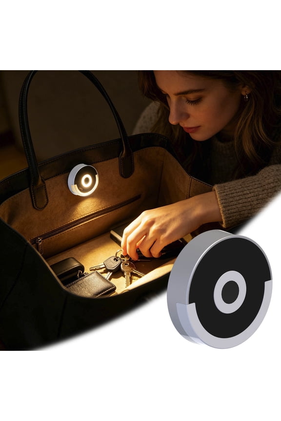 2Pcs Led Purse Motion Sensor Light Rechargeable Mini Night Light Portable Handbag Organizer Light For Purses, Makeup Bags & Closets(Black-2Pcs 4.9Cm)