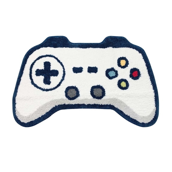 Gytml 3D Game Controller Shaped Area Rug, Soft Non- Gamer Floor Mat for Bedroom, Living Room & Gaming Room Decor, Gift for Gamers White-60X90CM