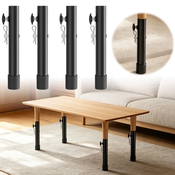 Gytml 4-Pack Adjustable Table Leg Extenders, Heavy-Duty Furniture Riser For Tables, Desks & Chairs(Black-25X10X10Cm)