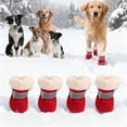 thumbnail image 1 of Gytml 4-Pack Dog Shoes For Winter, Warm Snow Booties For Puppy, Paste-Style Design Anti- Rubber Sole Paw Protectors For Small Medium Size Dogs B-One Size, 1 of 4