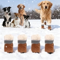 Gytml 4-Pack Dog Shoes For Winter, Warm Snow Booties For Puppy, Paste-Style Design Anti- Rubber Sole Paw Protectors For Small Medium Size Dogs D-One Size
