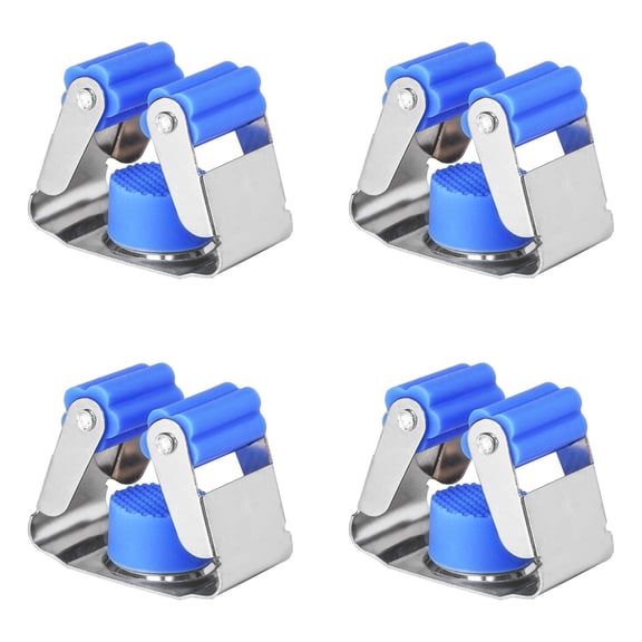 Gytml 4 Pack Wall Mount Mop Broom Holder Clip Rustproof Stainless Steel Mop Gripper No Drill Utility Tool Storage Clip For Home Laundry Room Garage(Blue-4Pcs)