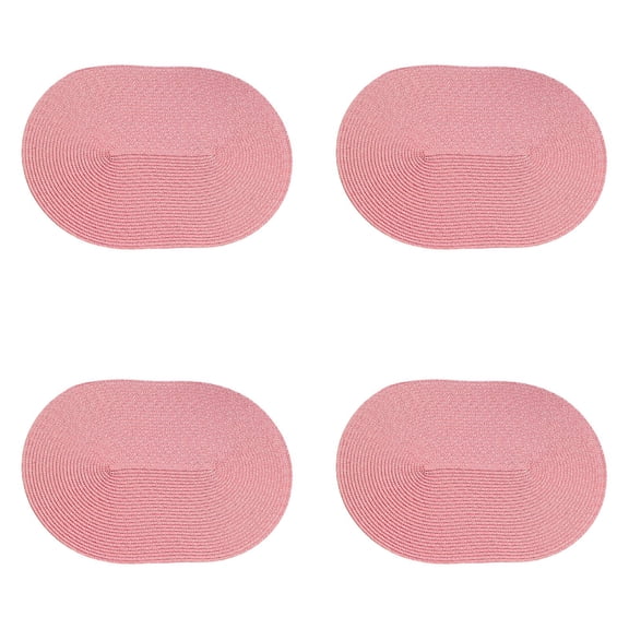 Gytml 4Pcs Heat Resistant Braided Oval Woven Placemat Non- Washable Table Mat Thick Woven Hot Pot Trivet Mat For Kitchen Counter Dining Table(Pink-4Pcs)