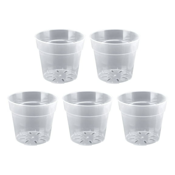 Gytml 5Pc Clear Nursery Pots, Transparent Plastic Plant Pots With Drainage Holes, Edge Thickening Design Seed Starting Pots, Flexible Clear Flower Pots For Indoor Outdoor Plants C-18cm