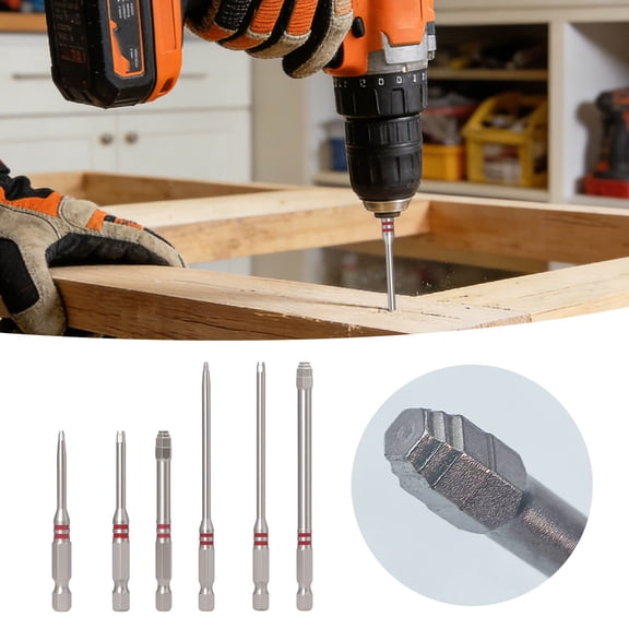 Gytml 6-Piece Hex Shank Screwdriver Bit Set, 6.35Mm Quick Change Drill Bits, Strong Magnetic Precision Bits For Home & Workshop Use(Silver-12X8Cm)