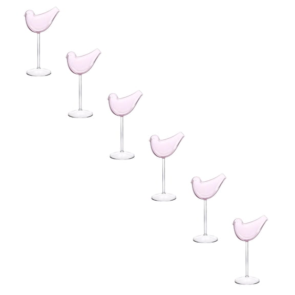 Gytml 6PCS Bird Bam Glasses Bird-Shaped Glass Set 5.07oz Stemmed Glasses Novelty Bird Cups For Cocktails, Parties & Home Bar Use(Pink-6PCS)