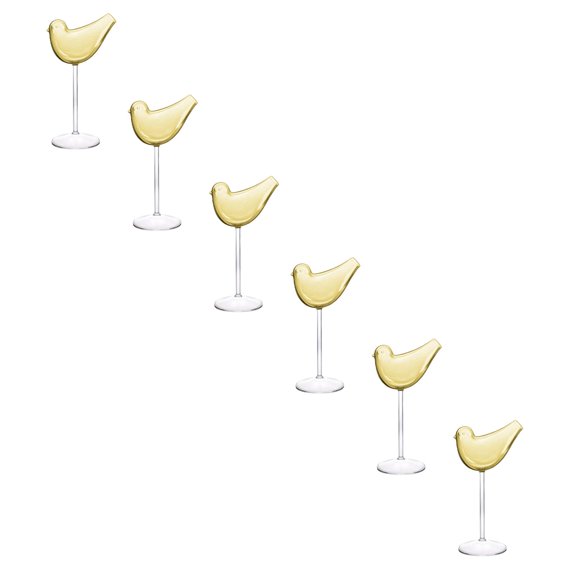 Gytml 6PCS Bird Bam Glasses Bird-Shaped Glass Set 5.07oz Stemmed Glasses Novelty Bird Cups For Cocktails, Parties & Home Bar Use(Yellow-6PCS)