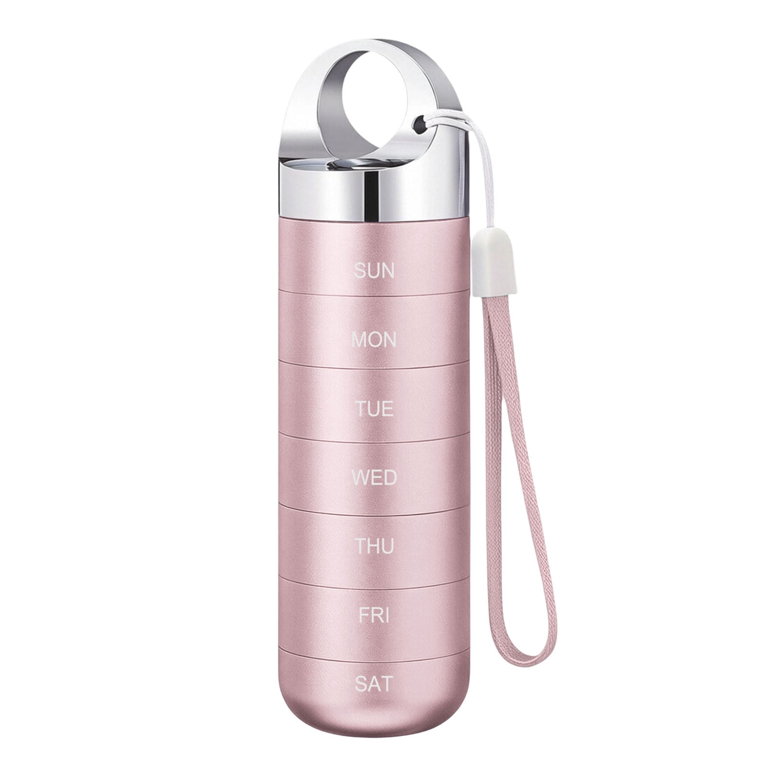 Gytml 7-Day Pill Case, Portable Weekly Pill Organizer, Leak-Proof Daily Pill Box With Lanyard For Travel & Daily Use(Pink-16X4X4Cm)