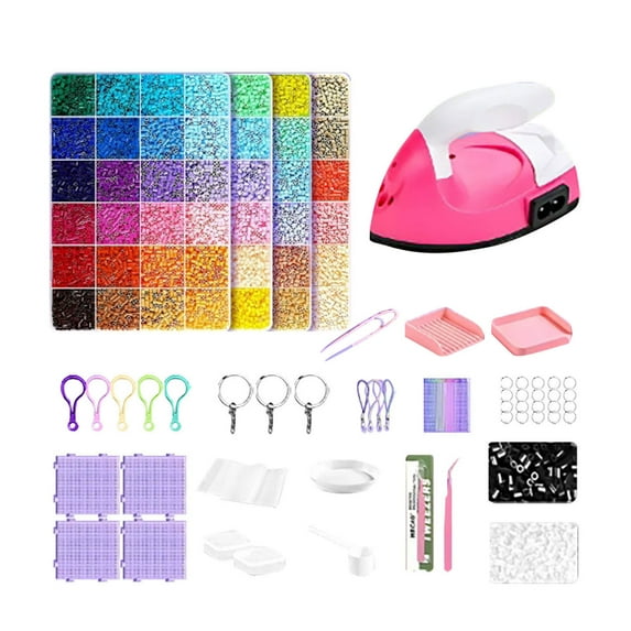 Gytml 90 Color Fuse Beads Kit For Crafts, Multifunctional Diy Craft Set With Mini Iron, Melting Beads Set Including Pegboards, Ironing Paper, Tweezers, Ideal Gift For Craft Lovers Black-19X13CM
