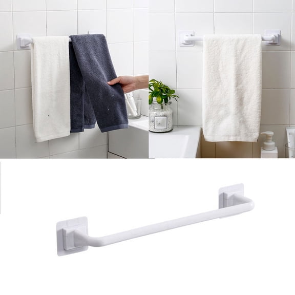 Gytml Adhesive Towel Bar No Drill Bathroom Towel Rack Stainless Steel Rustproof Towel Holder Home Accessory For Bathroom Kitchen Shower(White-13.38")