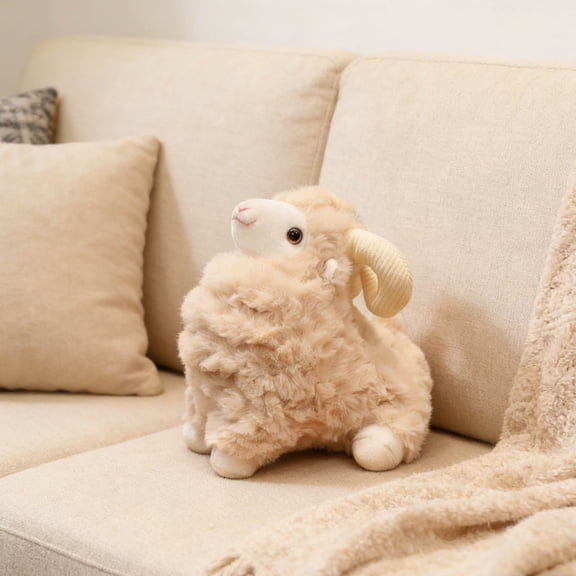 Gytml Adorable Lamb Stuffed Animal Soft Cuddly Companion For Girls Boys Bedroom Nursery Beige-22cm