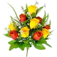 thumbnail image 1 of Gytml Artificial Rose Bouquet Long Lasting Fake Silk Grave Memorial Flowers, Sympathy Funeral Cemetery Flower Gift For Loved Ones Tombstone Outdoor Decor(Orange-42Cm), 1 of 6