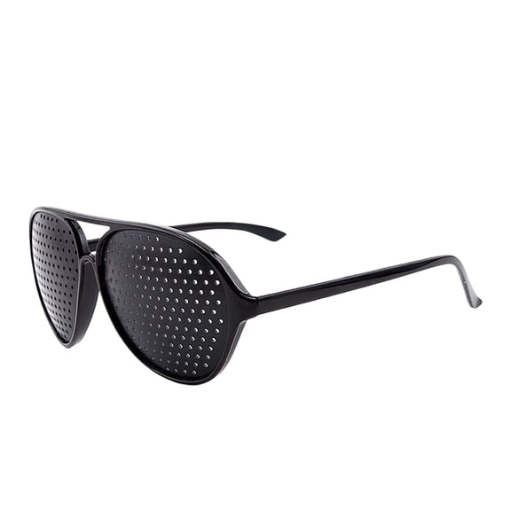 Gytml Aviator Style Pinhole Glasses, Full Frame Vision Training Eyeglasses, Reduce Eye Strain Pinhole Glasses For Adults(Black-12.5Cm)