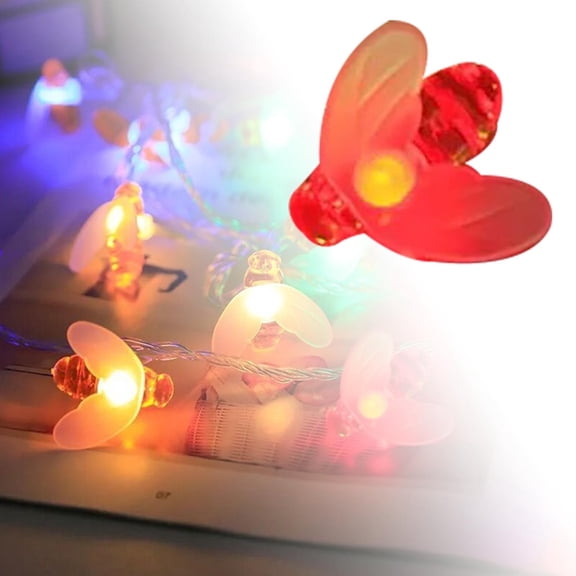 Gytml Bee String Lights, 5Ft 10 Led Bee Shape Fairy Lights Battery Operated, Flashing And Constant Light Modes, Lightweight Low-Energy Light String For Garden Patio Lawn Decor B-1.5m