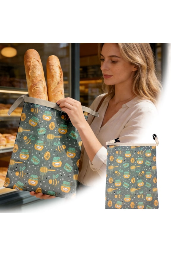 Beeswax Bread Bags & Food Wraps, 17X13 Inch Reusable Food Storage Bag For Homemade Bread, Organic Cotton Bags For Fresh Food, Moisture Lock& Freshness Preservation Grey-43X33CM