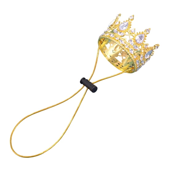 Gytml Bling Pet Crown Hat, Gemstone Decor Pet Head Accessory, Adjustable Pet Tiara For Wedding & Birthday Events A-One Size