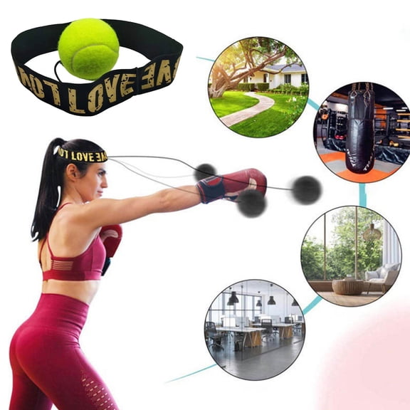 Gytml Boxing Reflex Ball Training Set With Adjustable Printed Headband Soft Tennis Punch Training Ball With Retractable String, Portable Reflex Training Equipment(Green-14.5Cm)