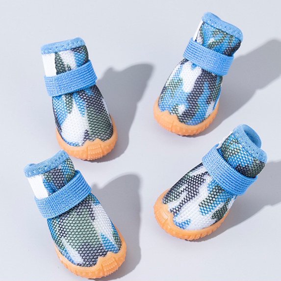 Gytml Breathable Mesh Dog Shoes With Elastic Strap, Soft Comfortable Non- Paw Protectors For Small Medium Large Dogs Cats Outdoor Walking Blue2-17.5x11.5x4cm